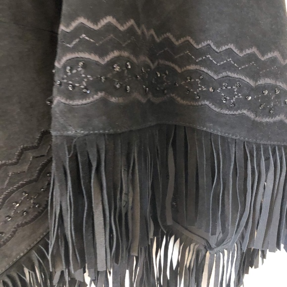 ❌SOLD❌MARGARET GODFREY Embroidered Leather Poncho Size L - Picture 3 of 6
